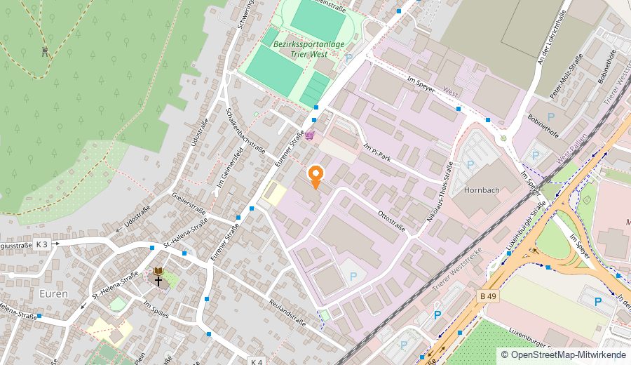 Kartenausschnitt: Praxis Christian Klein, Ottostraße 5, 54294 Trier